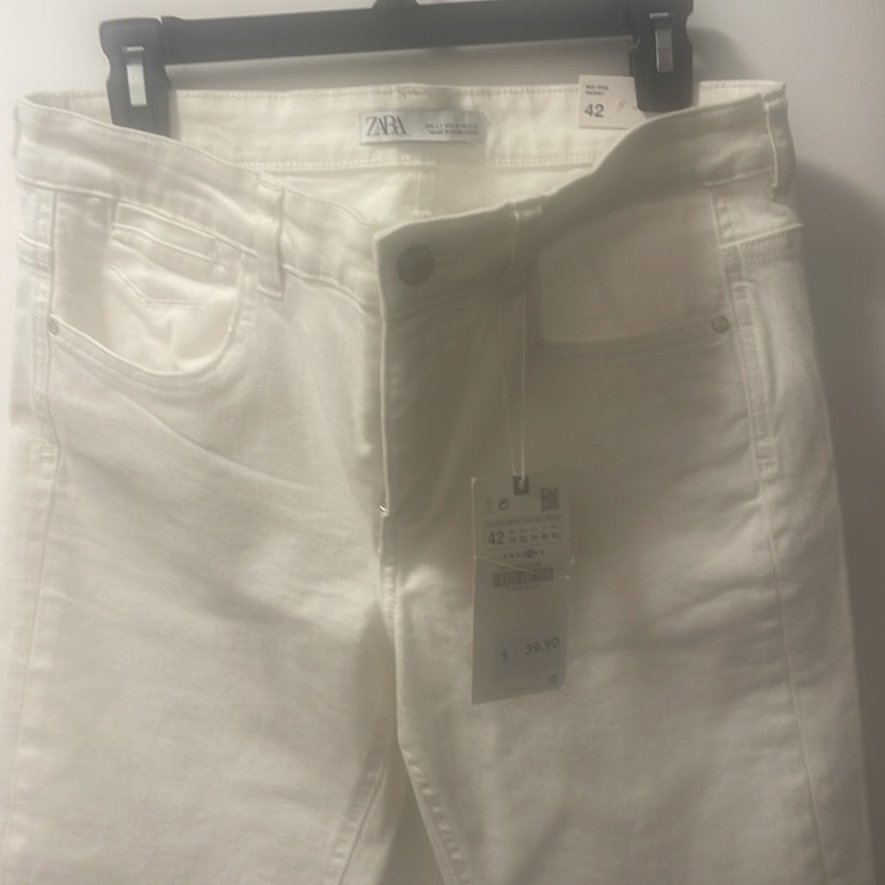 White Zara Mid Rise Skinny Stretch Size 10 Jeans